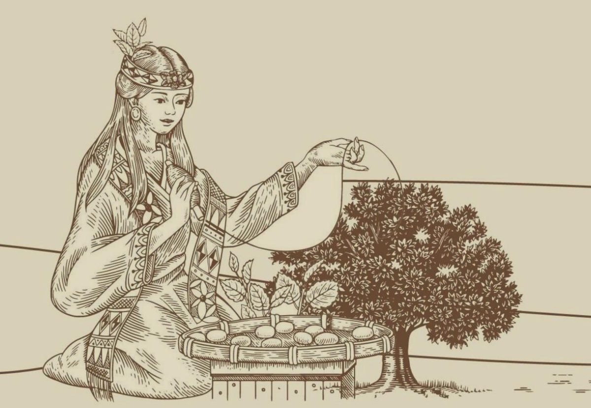 嫘祖养蚕线稿